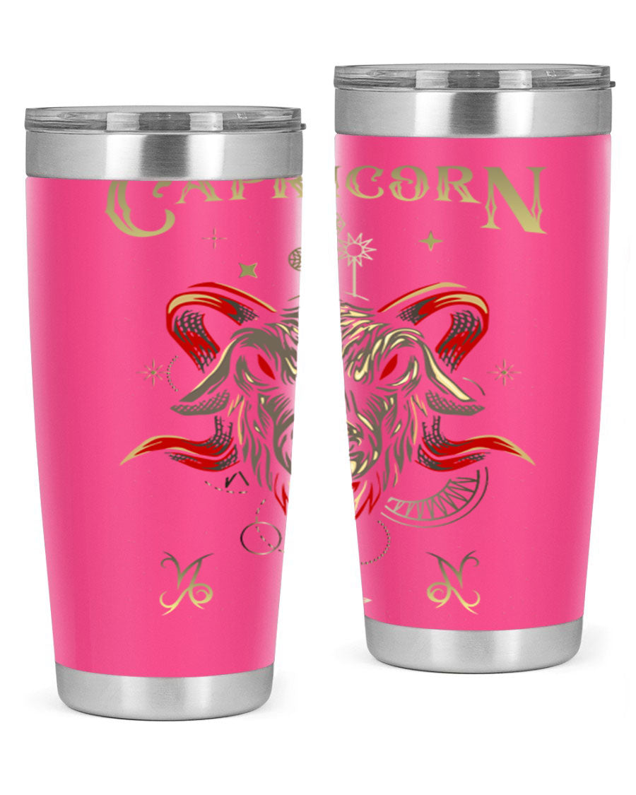 Capricorn 198# Tumbler in stainless steel with a sleek design, featuring a drink-thru lid and copper lining for insulation.