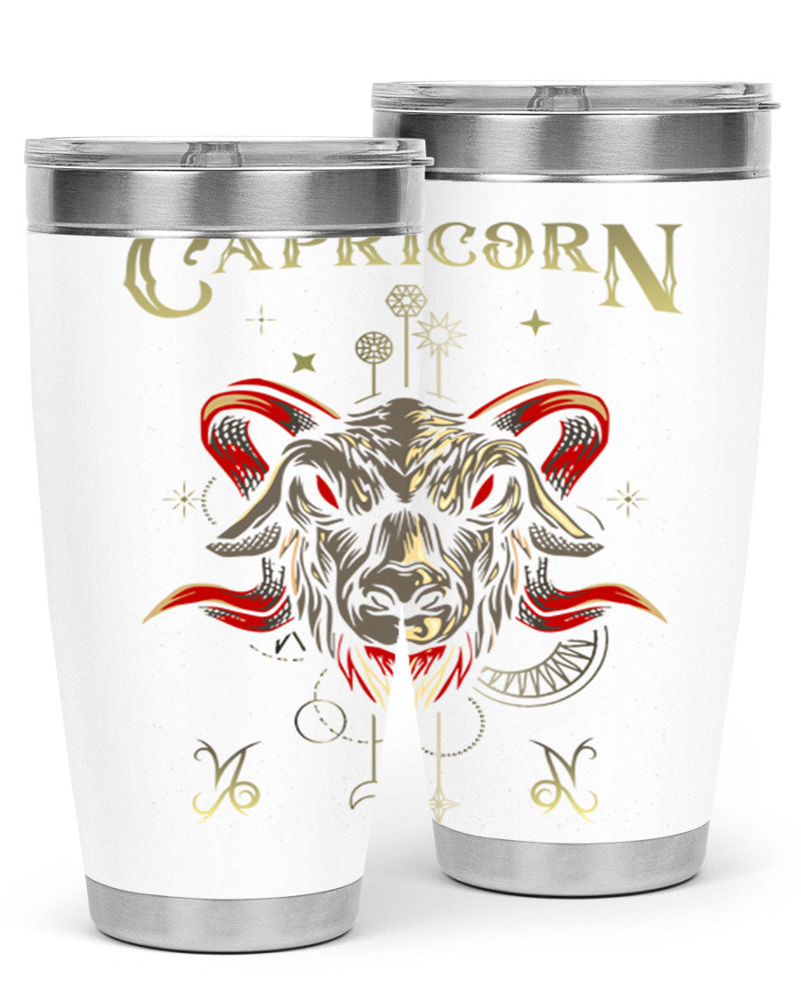 Capricorn 198# Tumbler in stainless steel with a sleek design, featuring a drink-thru lid and copper lining for insulation.