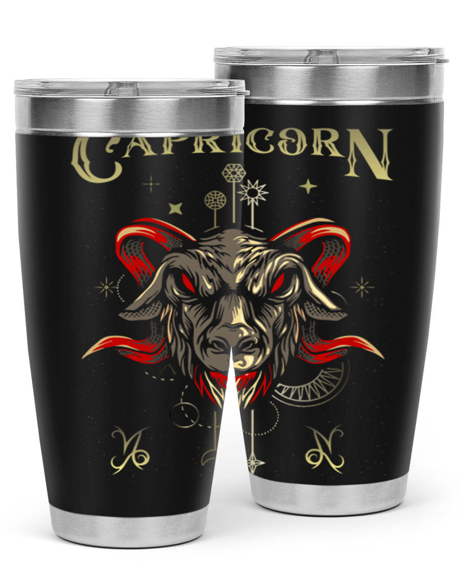 Capricorn 198# Tumbler in stainless steel with a sleek design, featuring a drink-thru lid and copper lining for insulation.