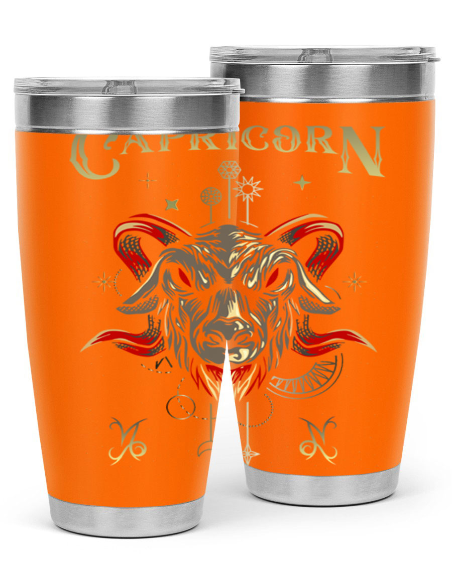 Capricorn 198# Tumbler in stainless steel with a sleek design, featuring a drink-thru lid and copper lining for insulation.