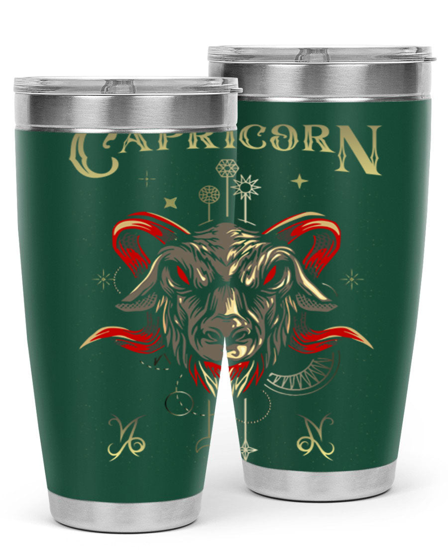 Capricorn 198# Tumbler in stainless steel with a sleek design, featuring a drink-thru lid and copper lining for insulation.