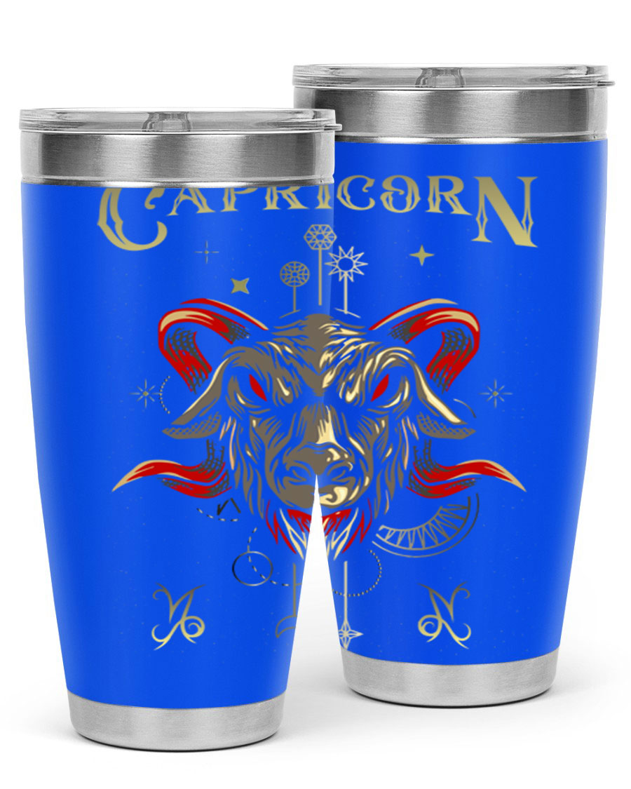 Capricorn 198# Tumbler in stainless steel with a sleek design, featuring a drink-thru lid and copper lining for insulation.