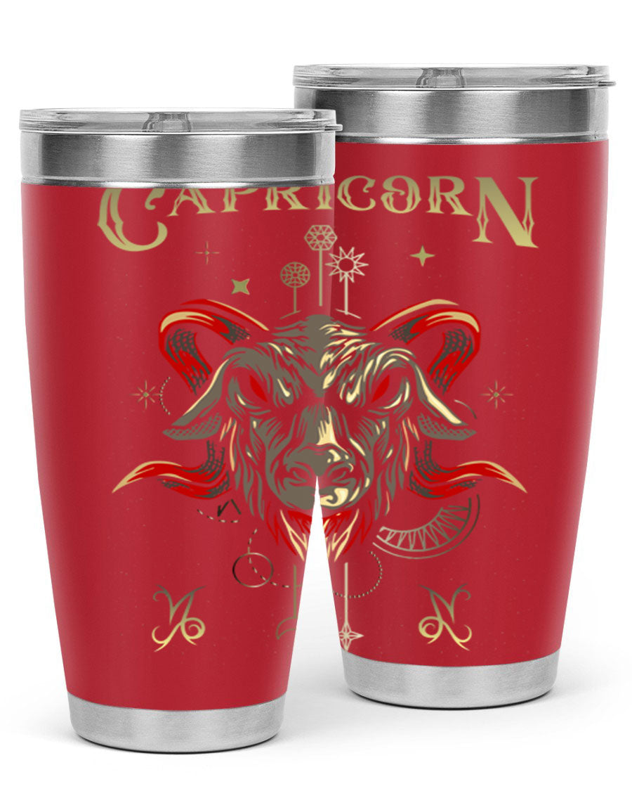Capricorn 198# Tumbler in stainless steel with a sleek design, featuring a drink-thru lid and copper lining for insulation.