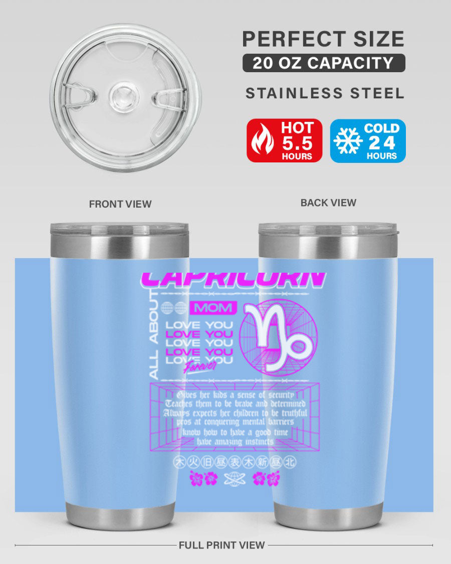 Capricorn 208# Zodiac Tumbler in stainless steel with a stylish design, perfect for hot and cold beverages.