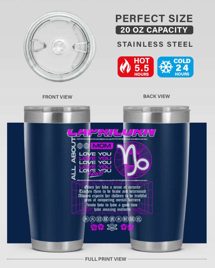 Capricorn 208# Zodiac Tumbler in stainless steel with a stylish design, perfect for hot and cold beverages.
