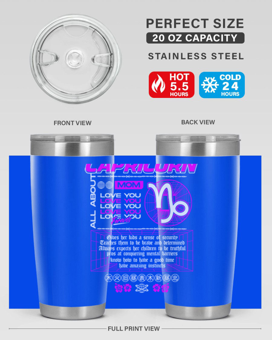 Capricorn 208# Zodiac Tumbler in stainless steel with a stylish design, perfect for hot and cold beverages.