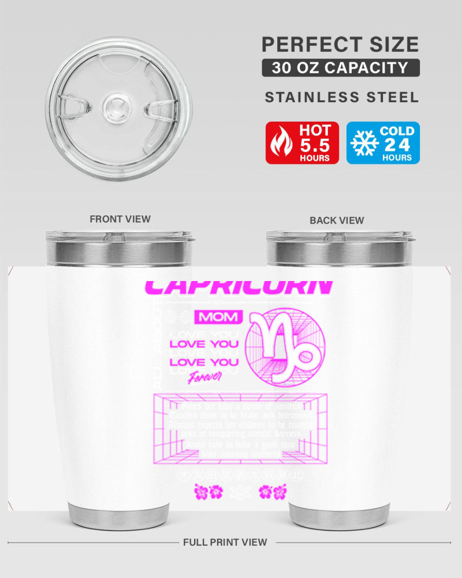 Capricorn 208# Zodiac Tumbler in stainless steel with a stylish design, perfect for hot and cold beverages.