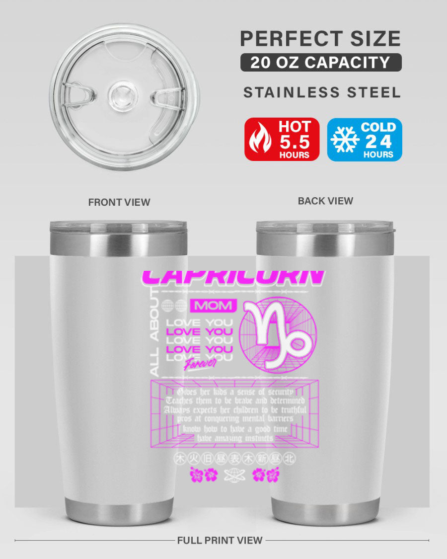 Capricorn 208# Zodiac Tumbler in stainless steel with a stylish design, perfect for hot and cold beverages.