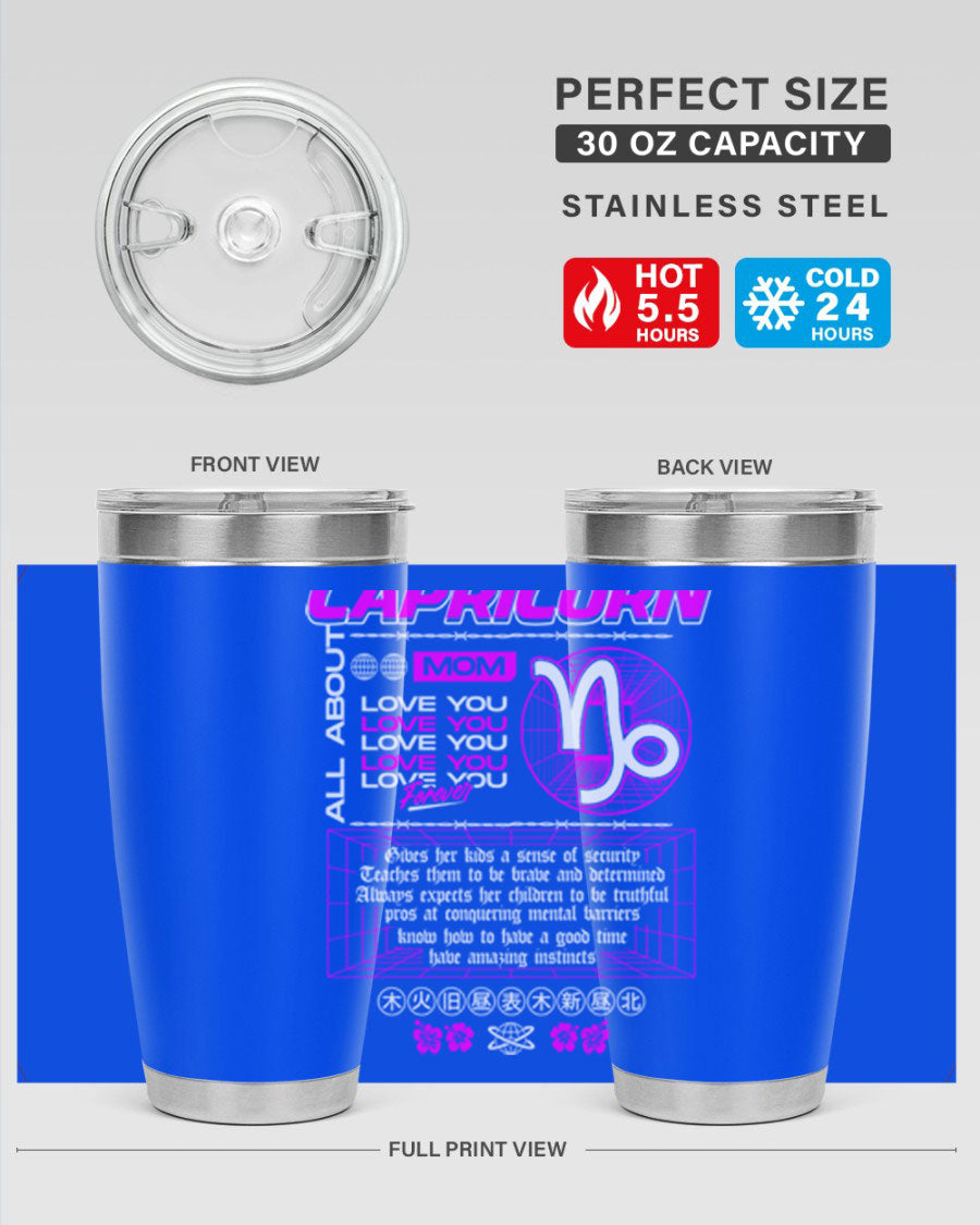 Capricorn 208# Zodiac Tumbler in stainless steel with a stylish design, perfect for hot and cold beverages.