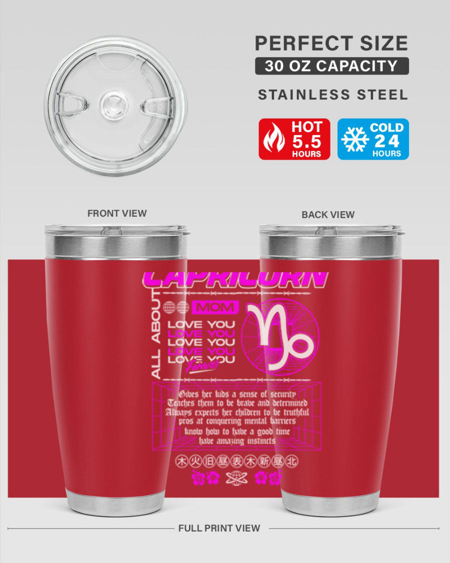 Capricorn 208# Zodiac Tumbler in stainless steel with a stylish design, perfect for hot and cold beverages.