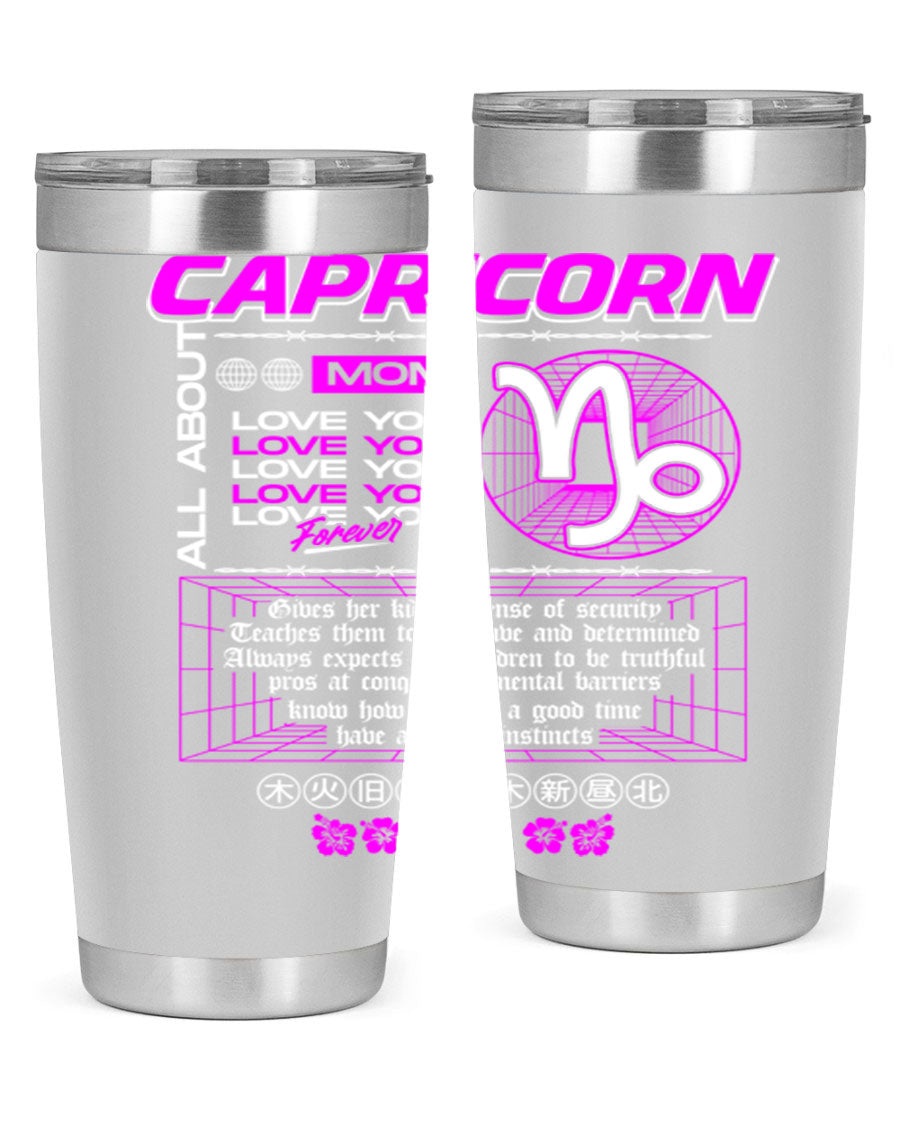 Capricorn 208# Zodiac Tumbler in stainless steel with a stylish design, perfect for hot and cold beverages.