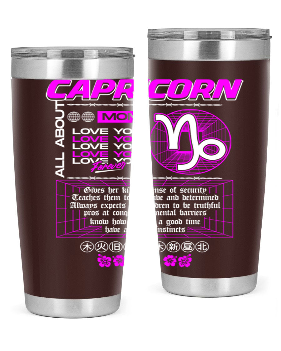 Capricorn 208# Zodiac Tumbler in stainless steel with a stylish design, perfect for hot and cold beverages.