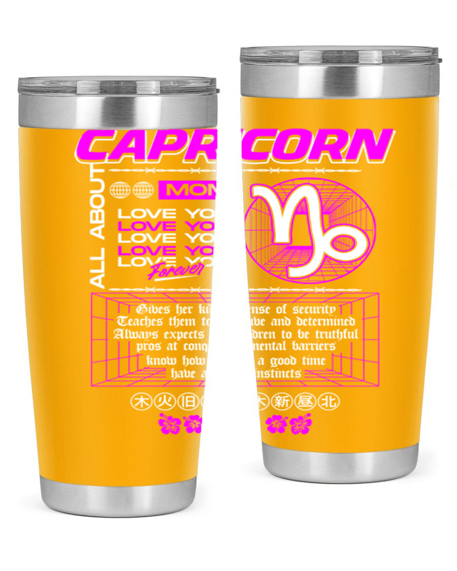 Capricorn 208# Zodiac Tumbler in stainless steel with a stylish design, perfect for hot and cold beverages.