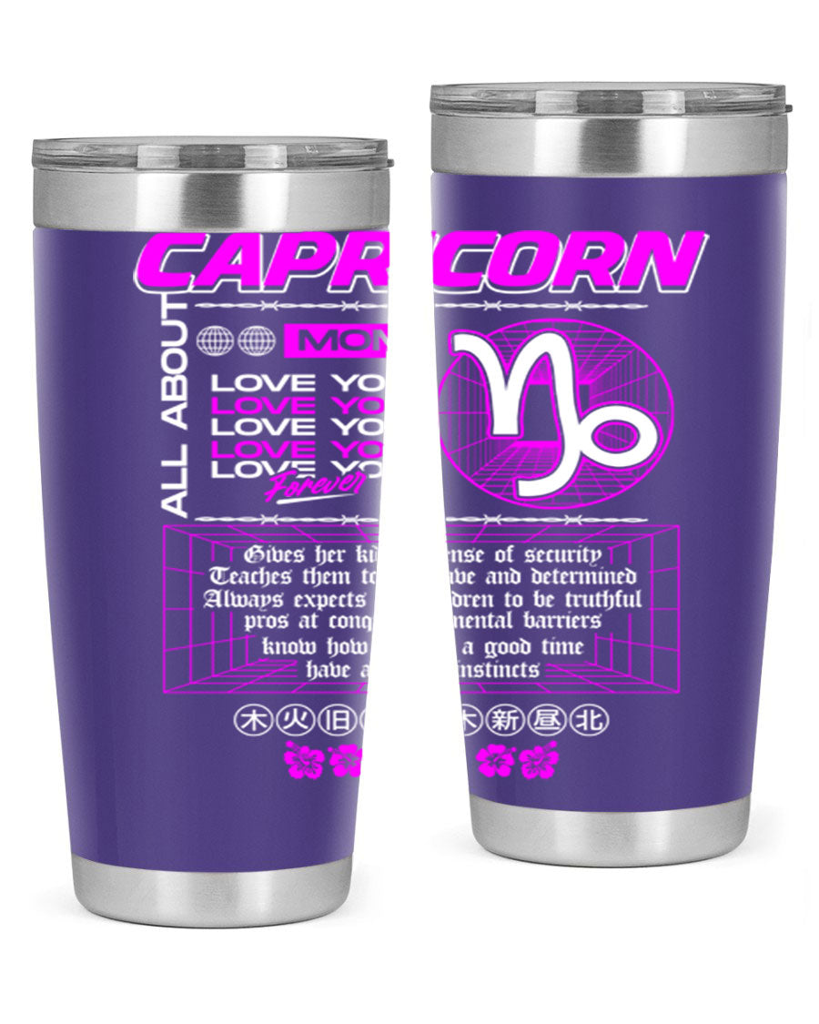 Capricorn 208# Zodiac Tumbler in stainless steel with a stylish design, perfect for hot and cold beverages.