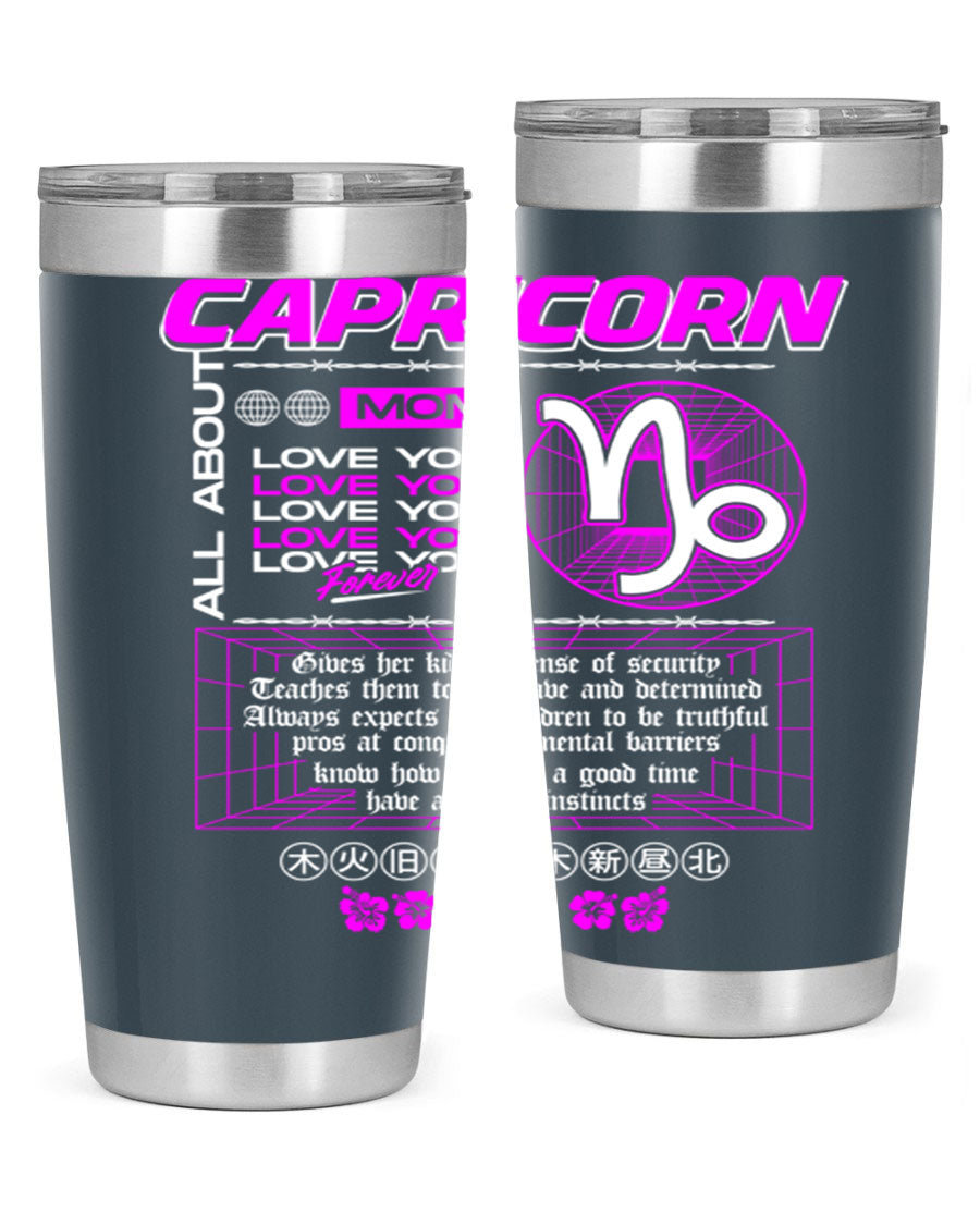 Capricorn 208# Zodiac Tumbler in stainless steel with a stylish design, perfect for hot and cold beverages.