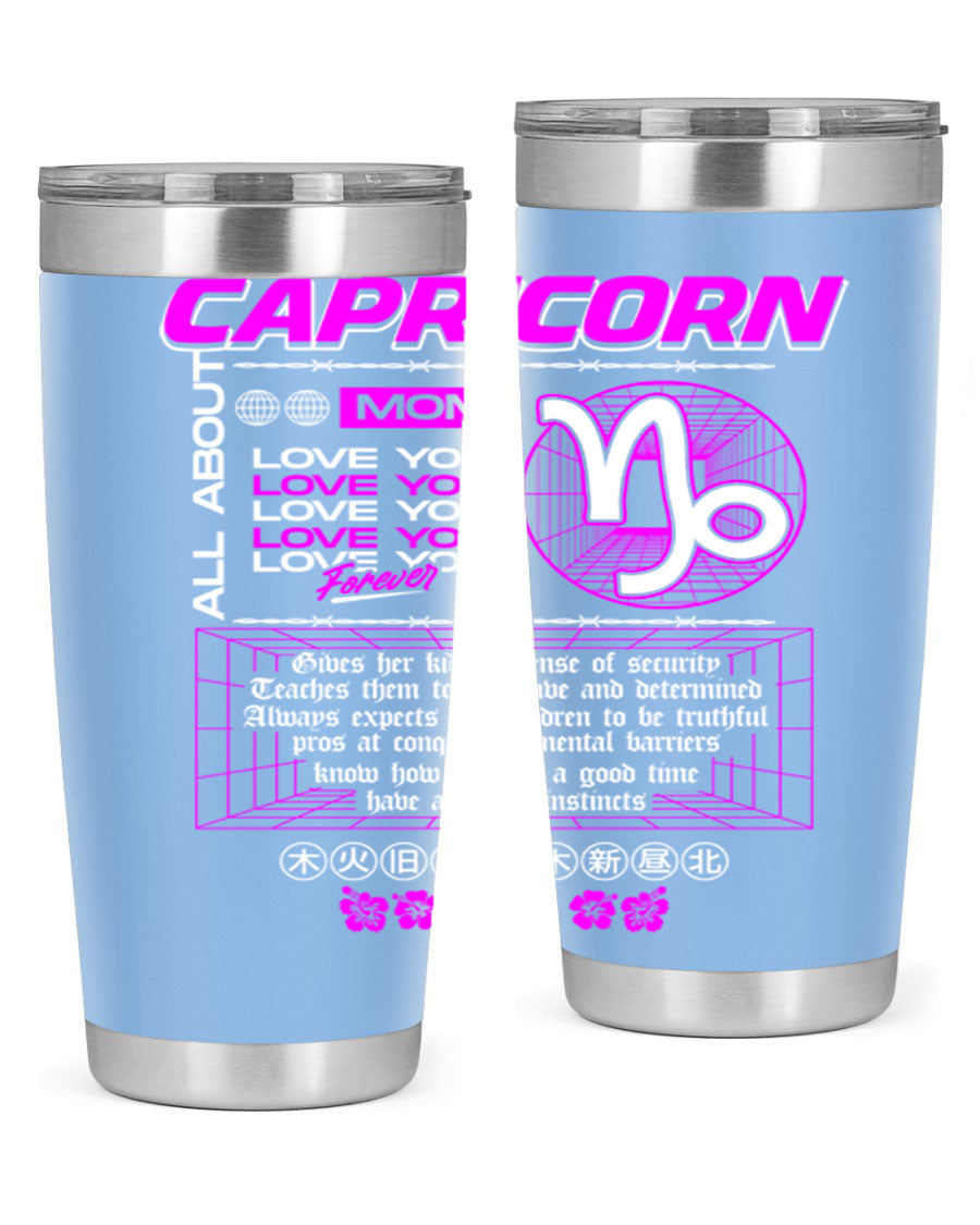 Capricorn 208# Zodiac Tumbler in stainless steel with a stylish design, perfect for hot and cold beverages.