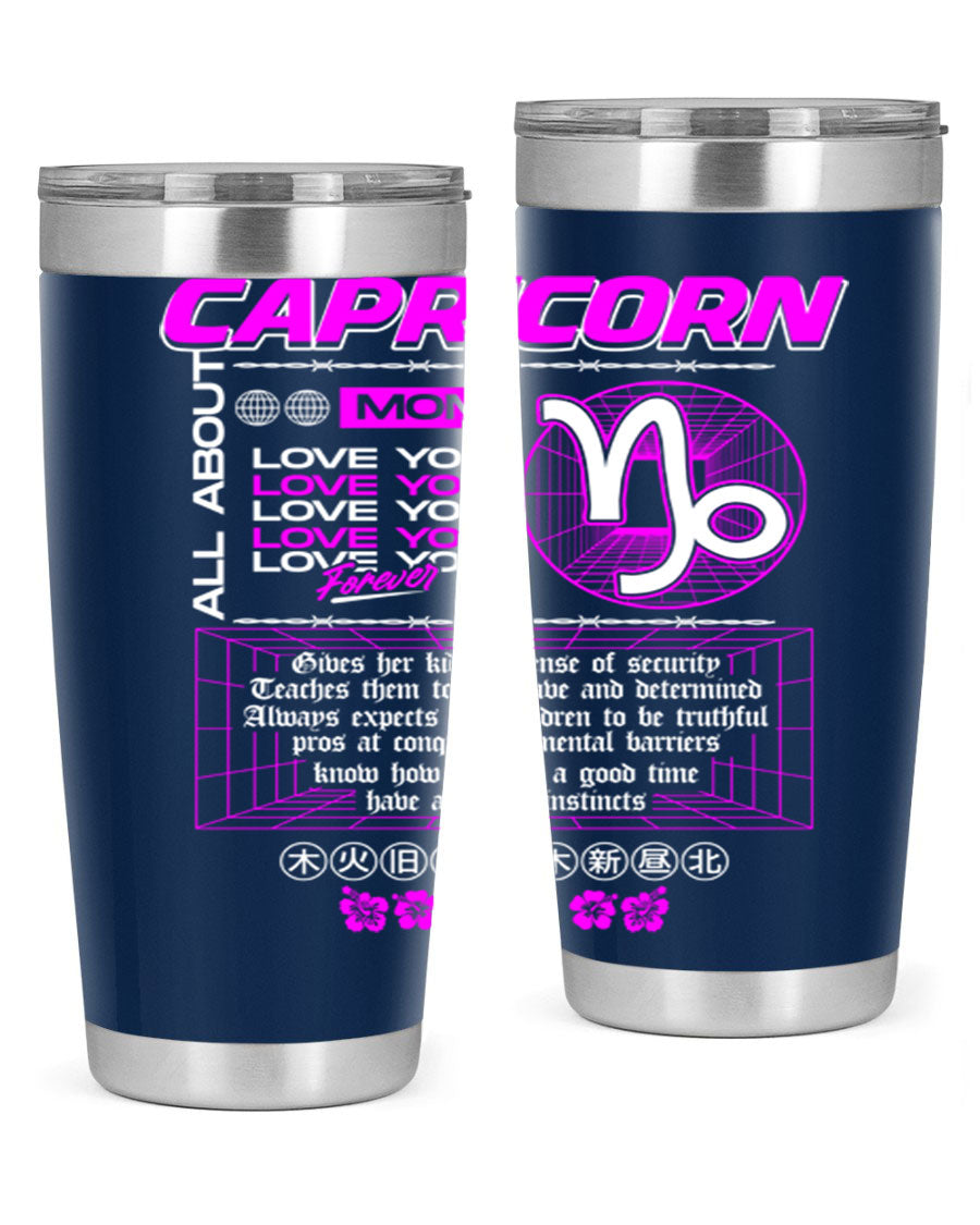 Capricorn 208# Zodiac Tumbler in stainless steel with a stylish design, perfect for hot and cold beverages.