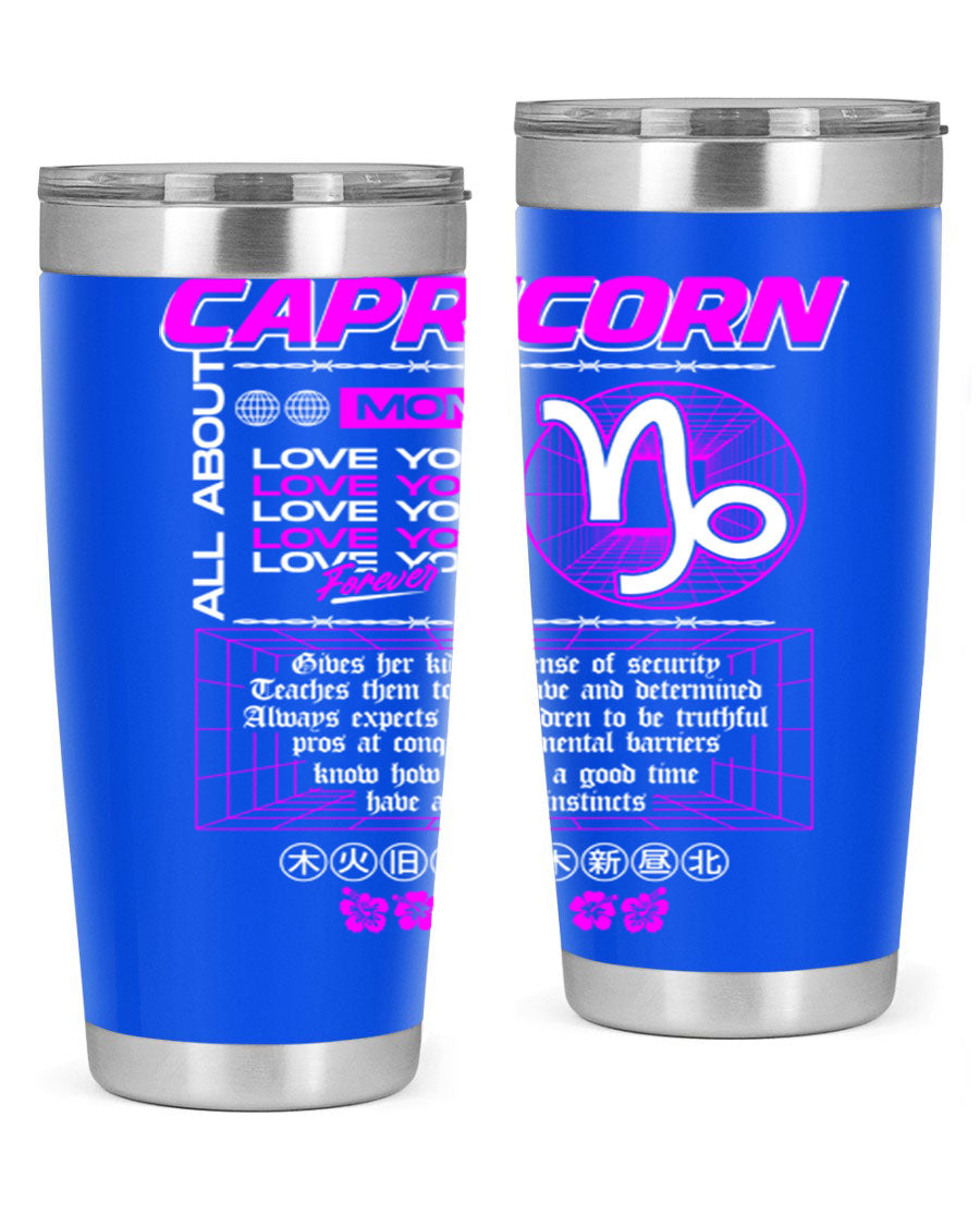 Capricorn 208# Zodiac Tumbler in stainless steel with a stylish design, perfect for hot and cold beverages.