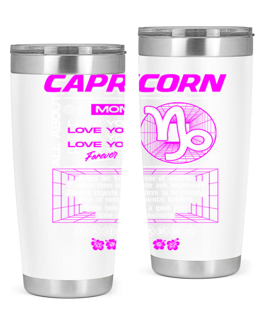Capricorn 208# Zodiac Tumbler in stainless steel with a stylish design, perfect for hot and cold beverages.