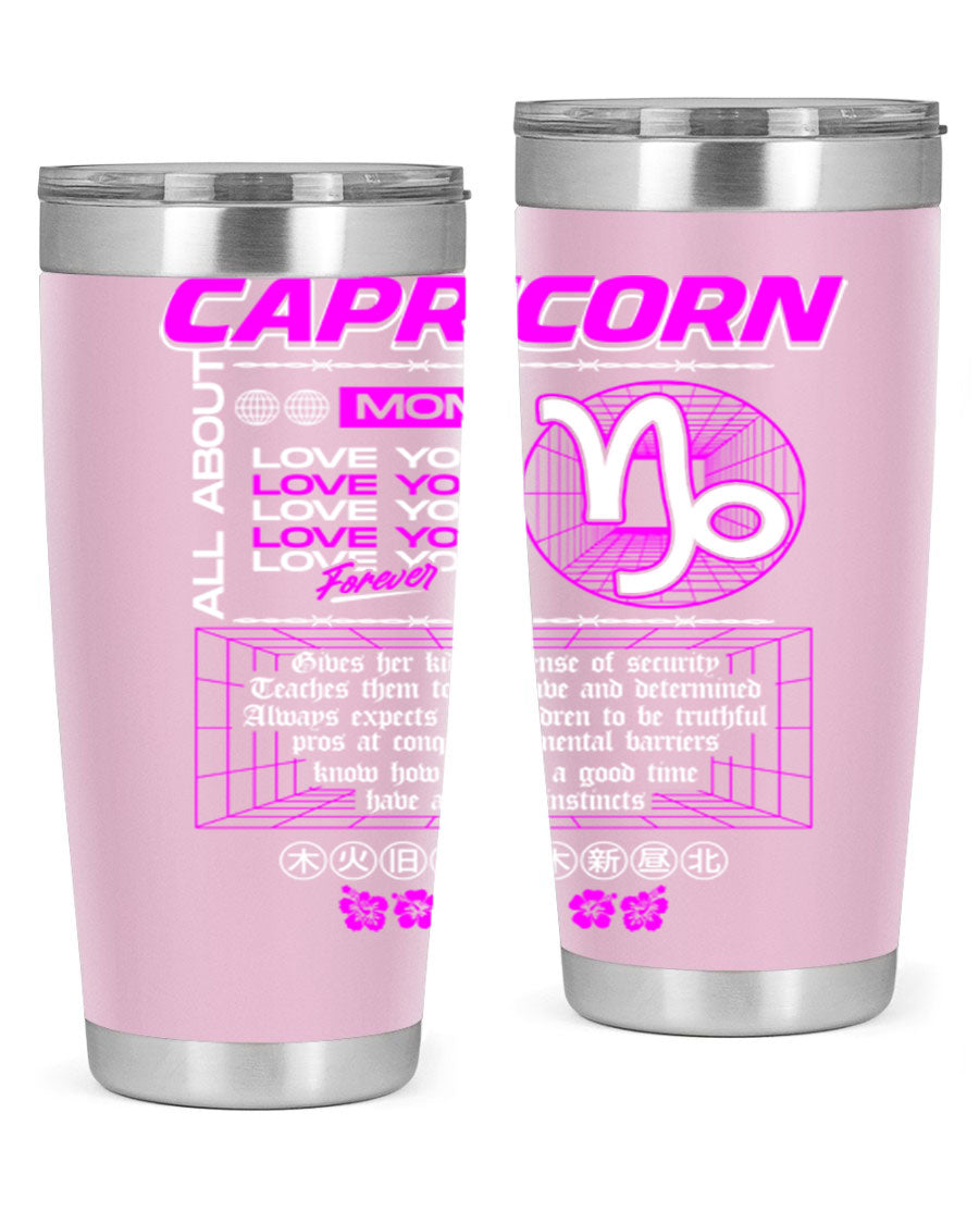 Capricorn 208# Zodiac Tumbler in stainless steel with a stylish design, perfect for hot and cold beverages.