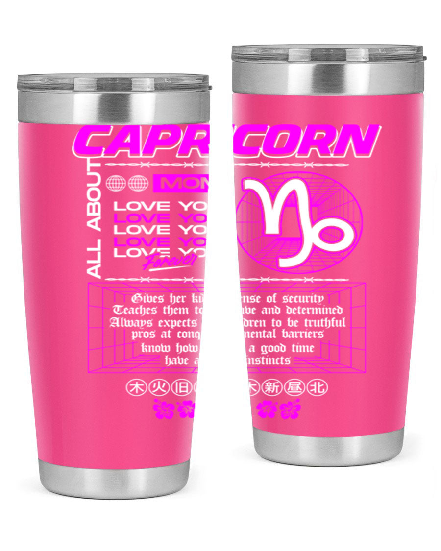 Capricorn 208# Zodiac Tumbler in stainless steel with a stylish design, perfect for hot and cold beverages.