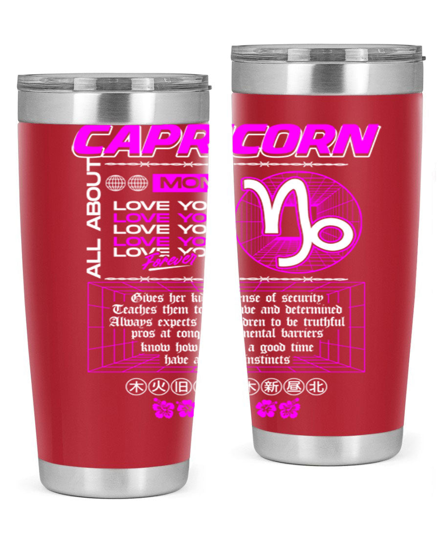 Capricorn 208# Zodiac Tumbler in stainless steel with a stylish design, perfect for hot and cold beverages.