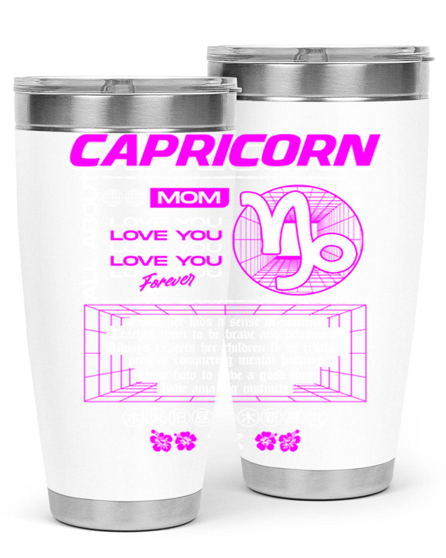 Capricorn 208# Zodiac Tumbler in stainless steel with a stylish design, perfect for hot and cold beverages.