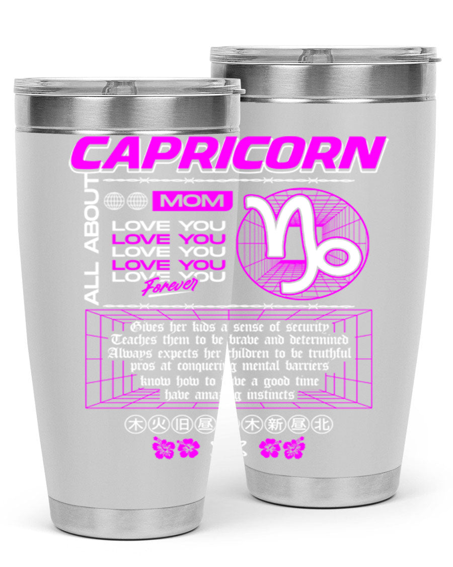 Capricorn 208# Zodiac Tumbler in stainless steel with a stylish design, perfect for hot and cold beverages.