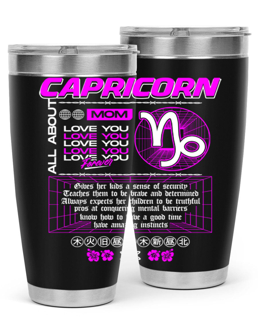 Capricorn 208# Zodiac Tumbler in stainless steel with a stylish design, perfect for hot and cold beverages.