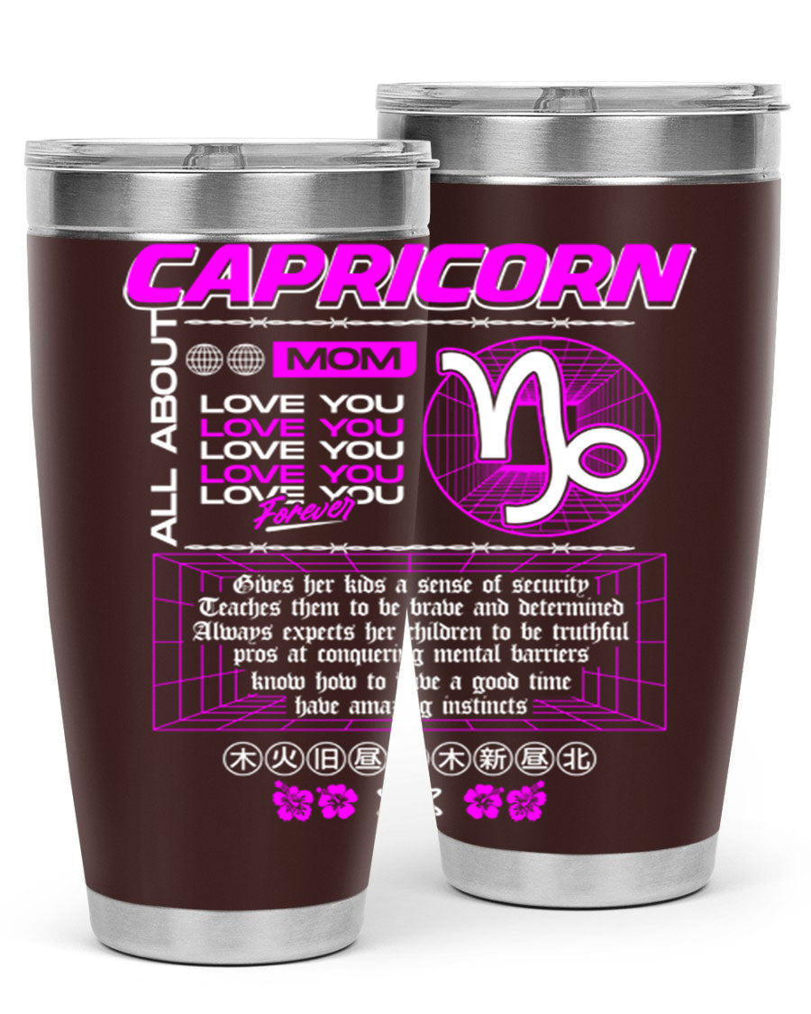 Capricorn 208# Zodiac Tumbler in stainless steel with a stylish design, perfect for hot and cold beverages.