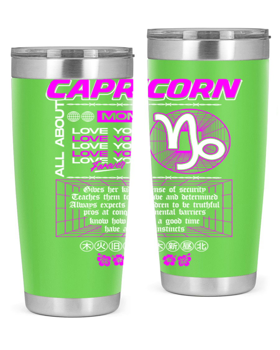Capricorn 208# Zodiac Tumbler in stainless steel with a stylish design, perfect for hot and cold beverages.