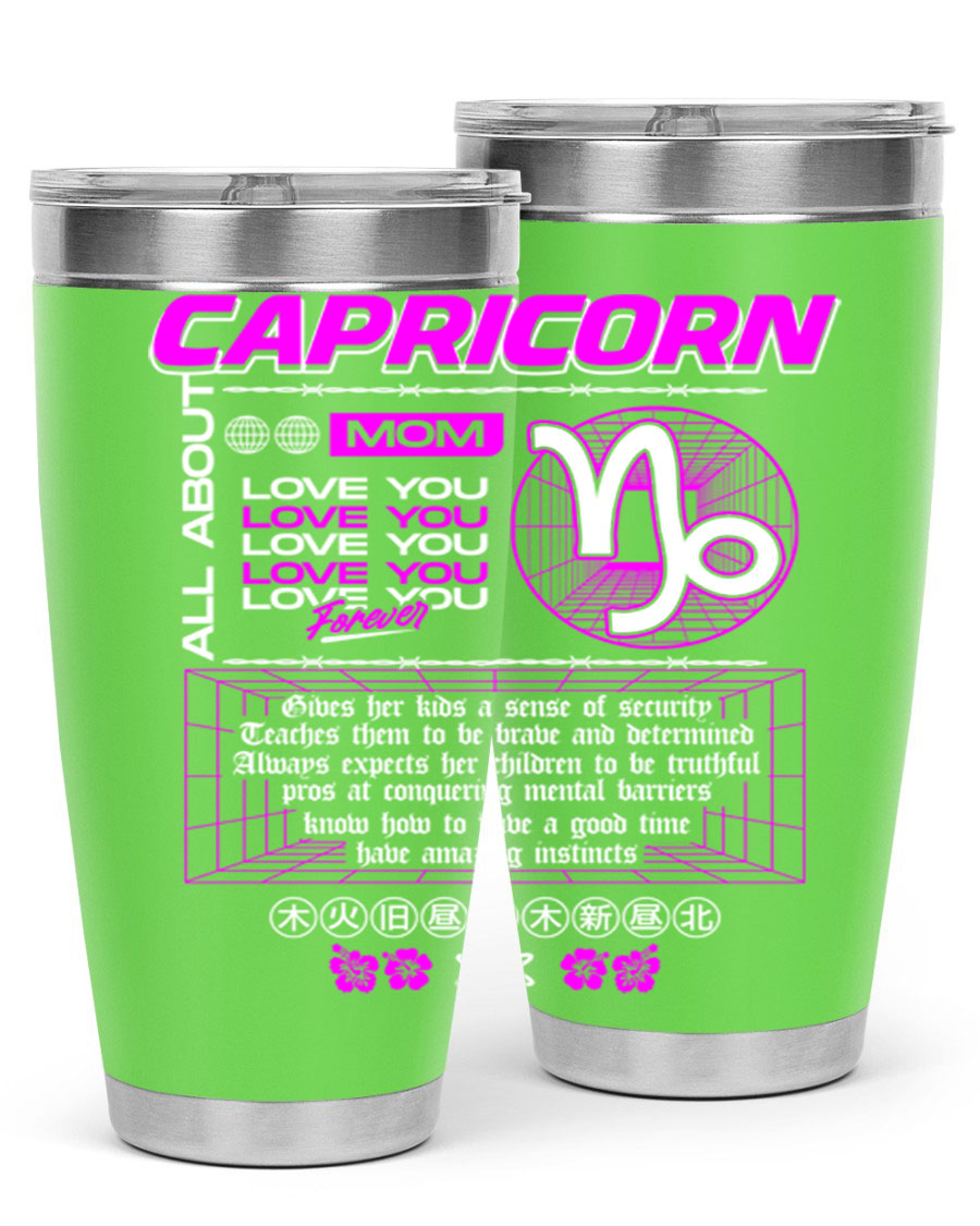 Capricorn 208# Zodiac Tumbler in stainless steel with a stylish design, perfect for hot and cold beverages.