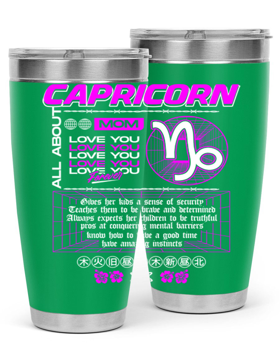 Capricorn 208# Zodiac Tumbler in stainless steel with a stylish design, perfect for hot and cold beverages.
