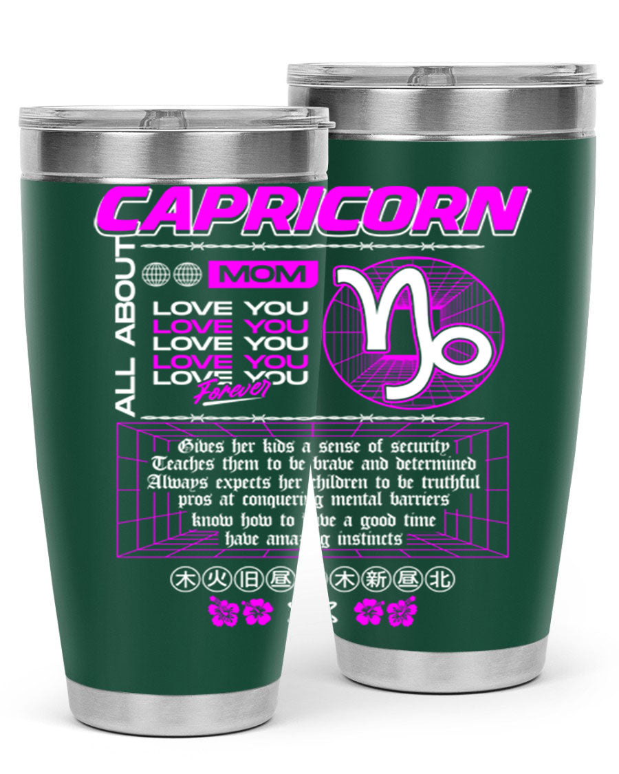Capricorn 208# Zodiac Tumbler in stainless steel with a stylish design, perfect for hot and cold beverages.
