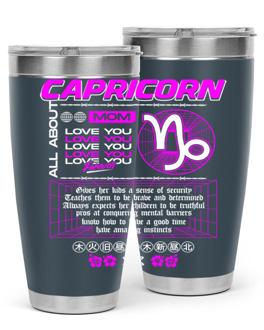 Capricorn 208# Zodiac Tumbler in stainless steel with a stylish design, perfect for hot and cold beverages.