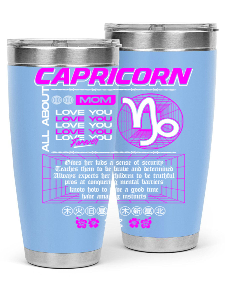 Capricorn 208# Zodiac Tumbler in stainless steel with a stylish design, perfect for hot and cold beverages.