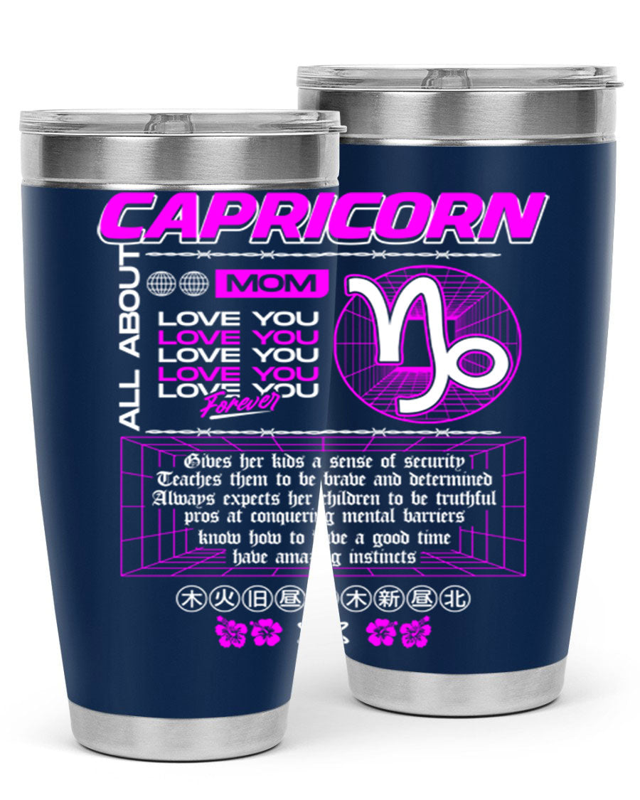 Capricorn 208# Zodiac Tumbler in stainless steel with a stylish design, perfect for hot and cold beverages.