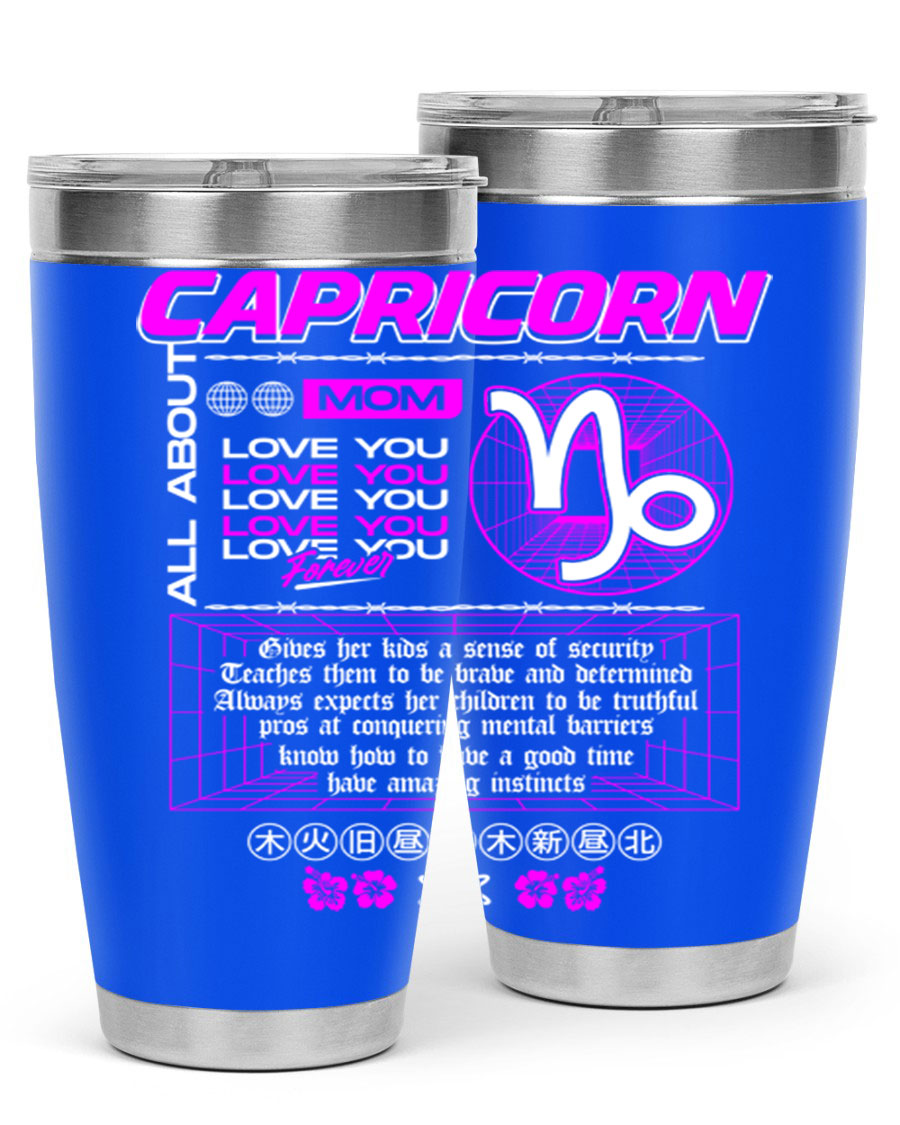 Capricorn 208# Zodiac Tumbler in stainless steel with a stylish design, perfect for hot and cold beverages.