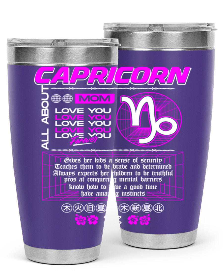 Capricorn 208# Zodiac Tumbler in stainless steel with a stylish design, perfect for hot and cold beverages.