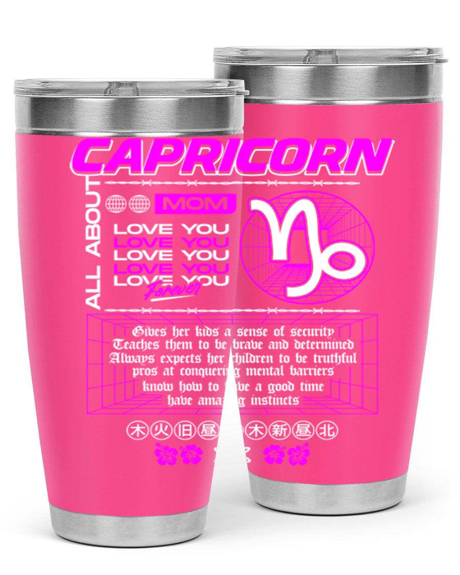 Capricorn 208# Zodiac Tumbler in stainless steel with a stylish design, perfect for hot and cold beverages.