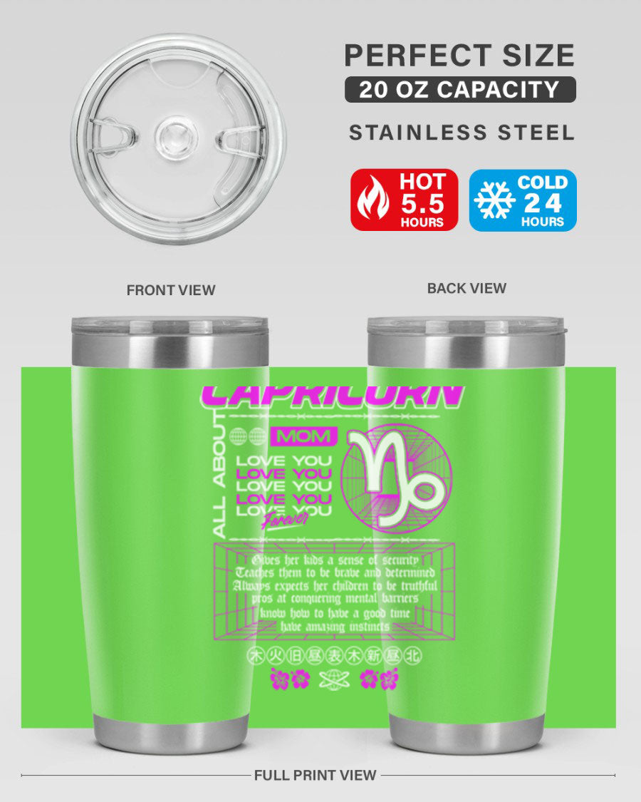 Capricorn 208# Zodiac Tumbler in stainless steel with a stylish design, perfect for hot and cold beverages.