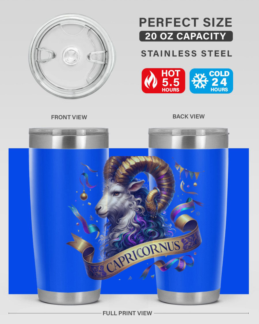 Capricorn 209# Zodiac Tumbler in stainless steel with a zodiac design, available in 20oz and 30oz sizes.