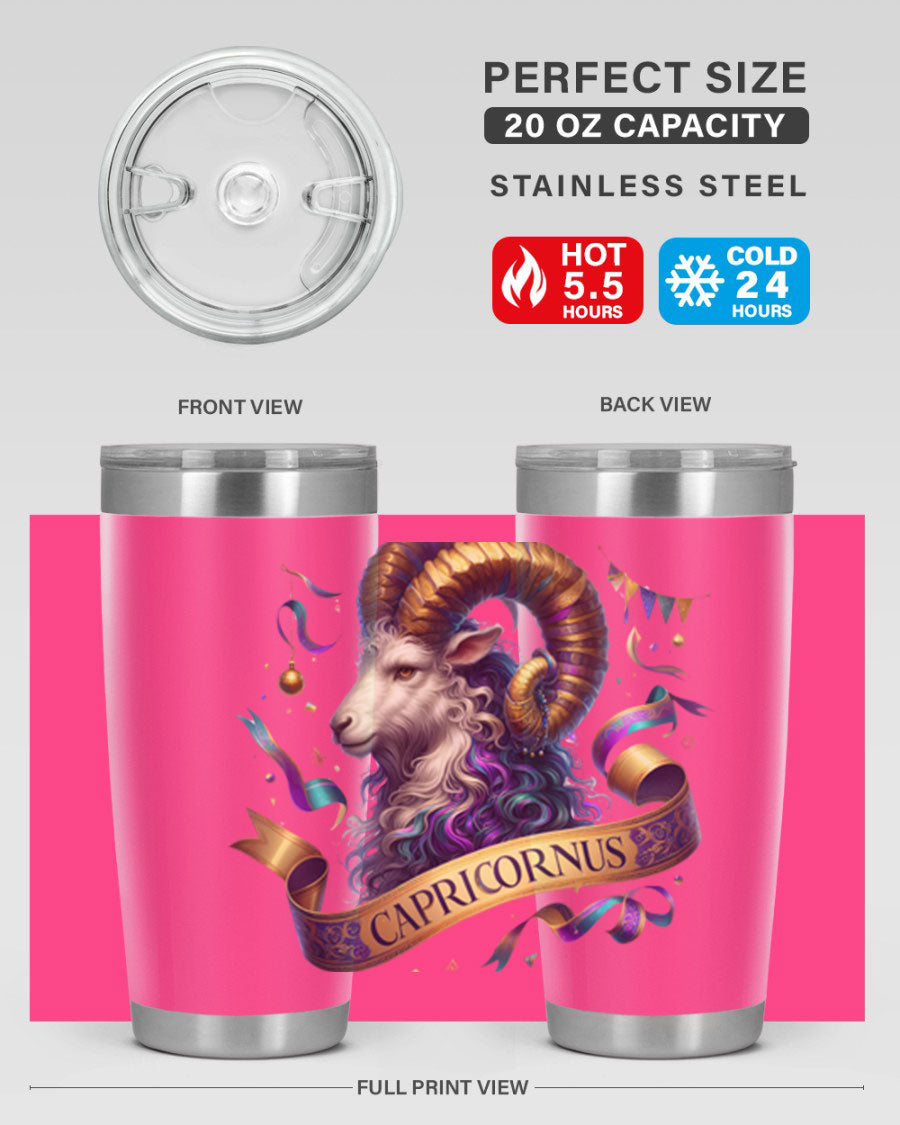 Capricorn 209# Zodiac Tumbler in stainless steel with a zodiac design, available in 20oz and 30oz sizes.