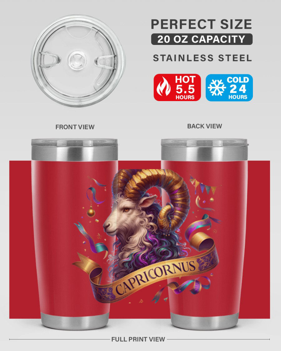 Capricorn 209# Zodiac Tumbler in stainless steel with a zodiac design, available in 20oz and 30oz sizes.