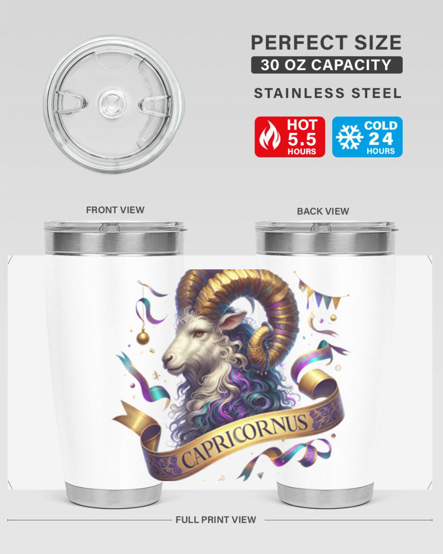 Capricorn 209# Zodiac Tumbler in stainless steel with a zodiac design, available in 20oz and 30oz sizes.
