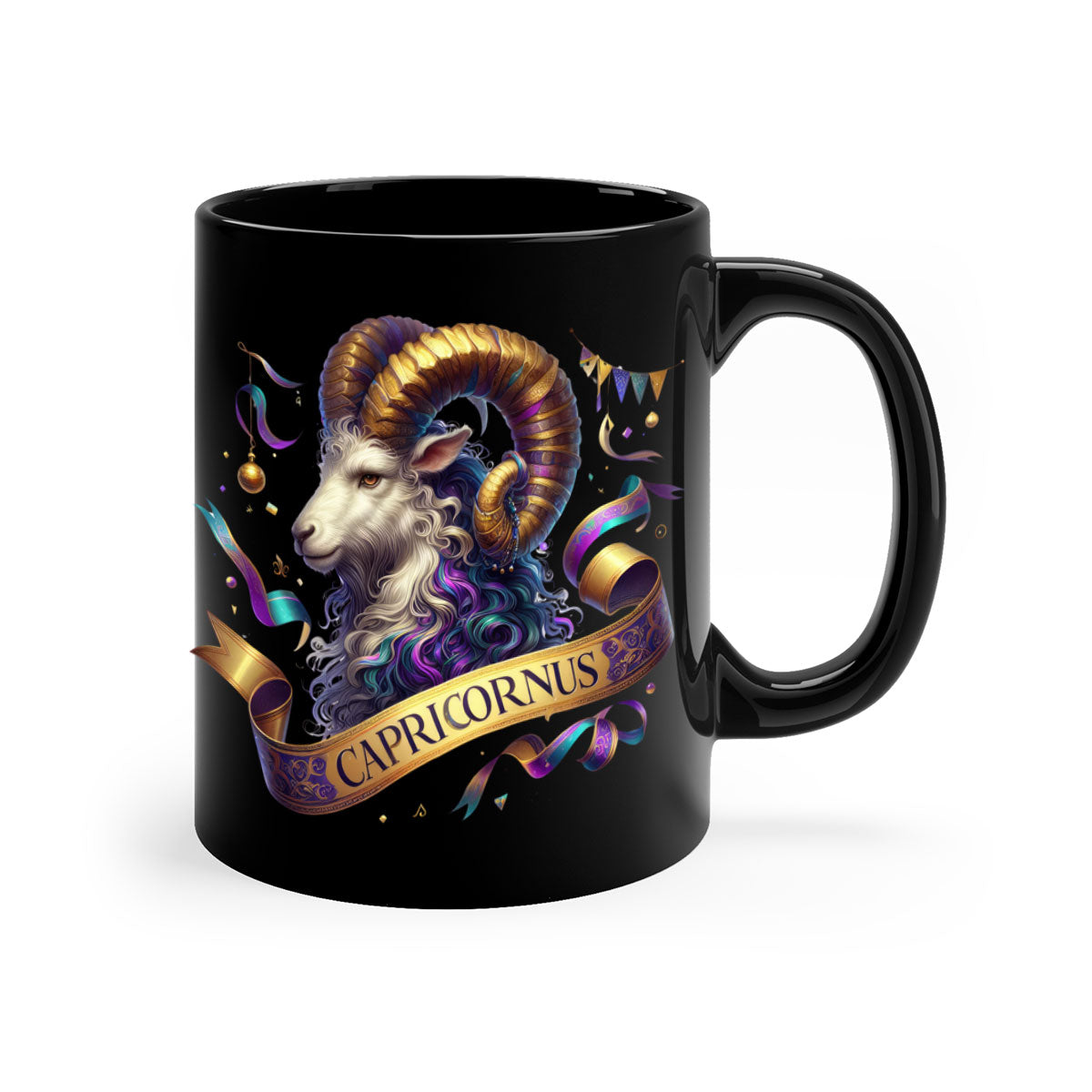 Capricorn 209# Zodiac Mug with a glossy finish, featuring a colored handle and interior, available in five colors.
