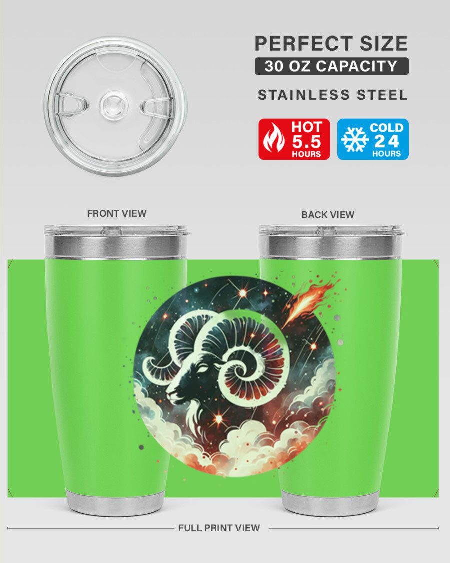 Capricorn 210# Zodiac Tumbler in stainless steel with a stylish design, perfect for hot and cold beverages.