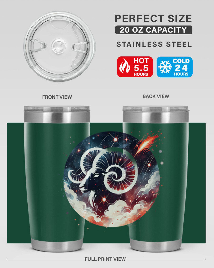 Capricorn 210# Zodiac Tumbler in stainless steel with a stylish design, perfect for hot and cold beverages.