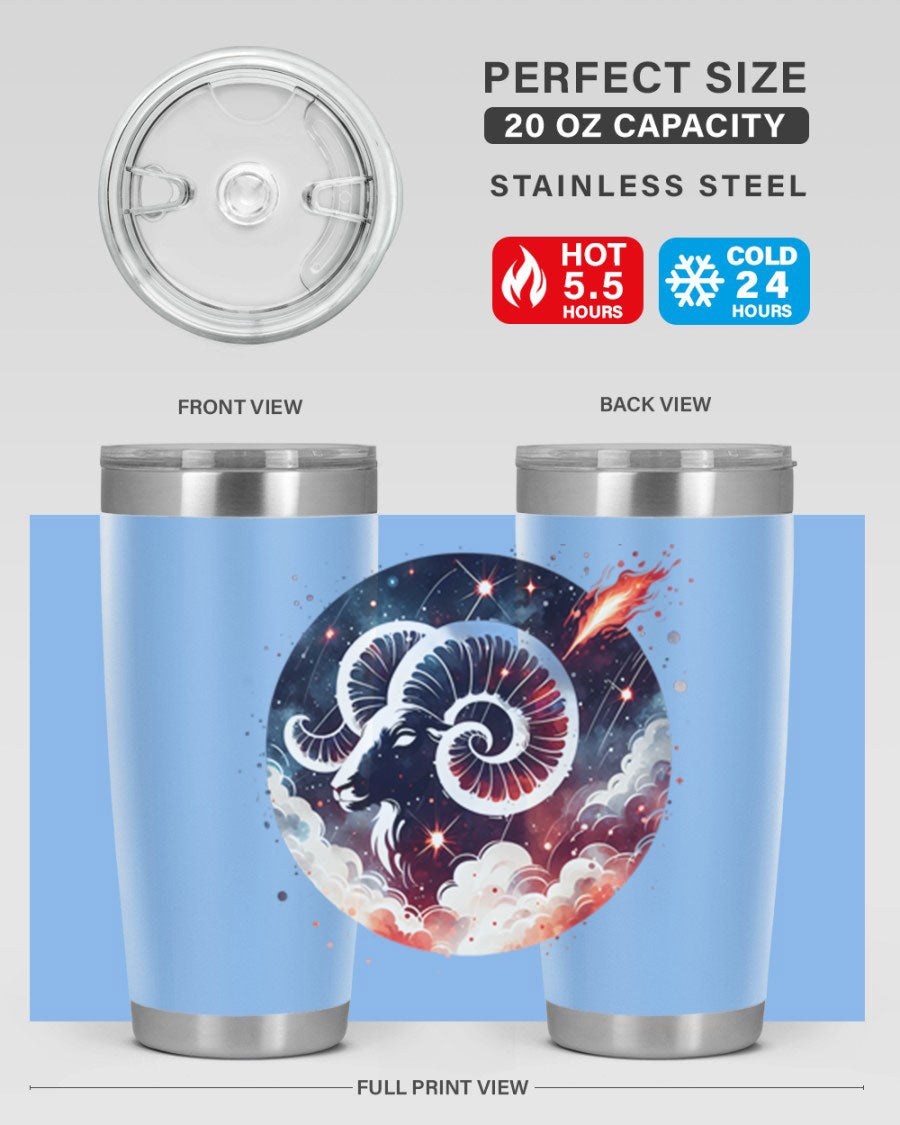 Capricorn 210# Zodiac Tumbler in stainless steel with a stylish design, perfect for hot and cold beverages.