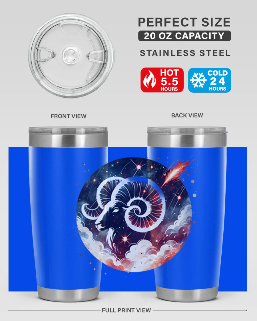 Capricorn 210# Zodiac Tumbler in stainless steel with a stylish design, perfect for hot and cold beverages.